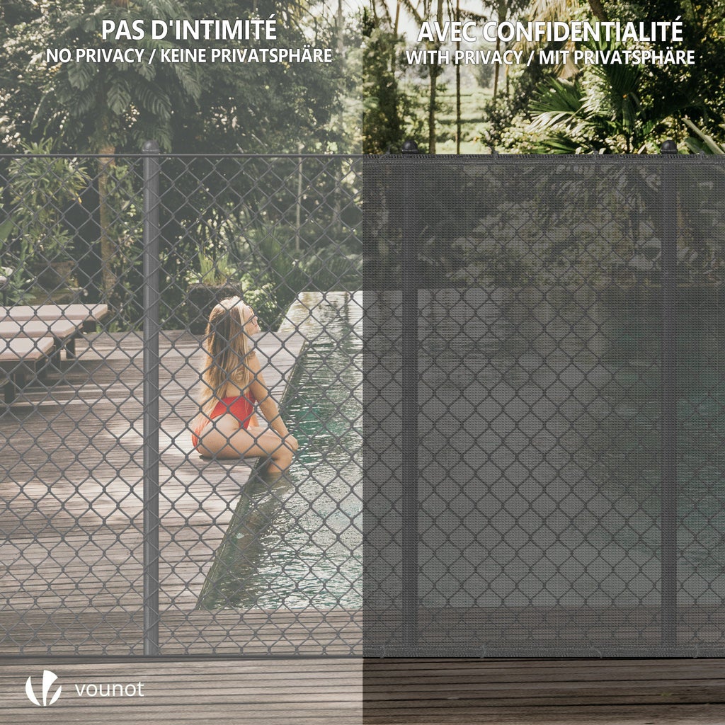 Brise vue occultant en HDPE 90g/m² 1.8x10m avec attaches de fixation gris VOUNOT® - 6