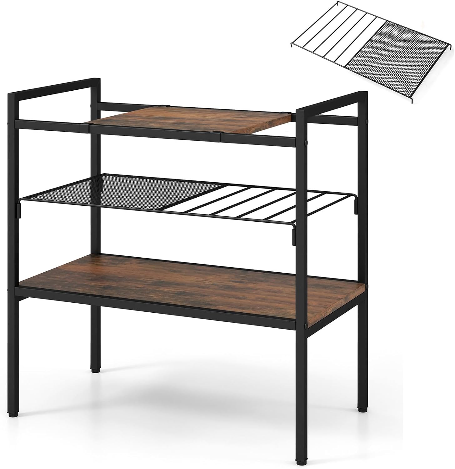 Nie ma zastosowania, materiał drewnopochodny, rustykalny brąz i czarny, 60 x 33,5 x 61 cm