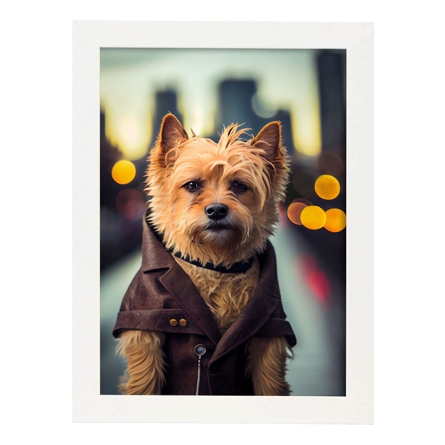 Nacnic lámina terrier de australia dependiente en estilo fotografía ilustraciones de animales con ropa humana diseño y a3 marco blanco
