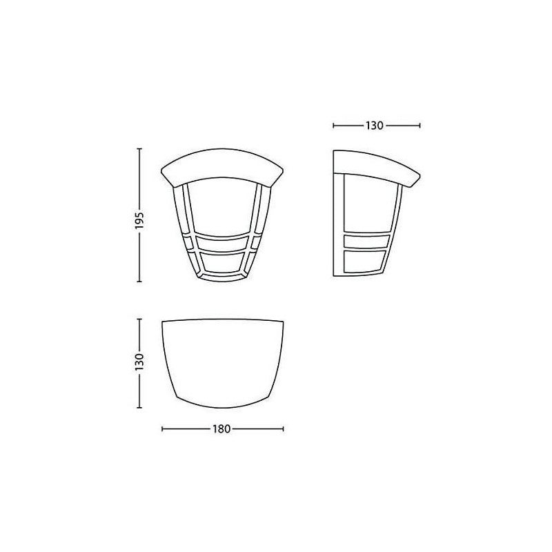 Applique Creek, Blanc, Aluminium, E27, IP44, 195 mm x 180 mm x 130 mm - 3