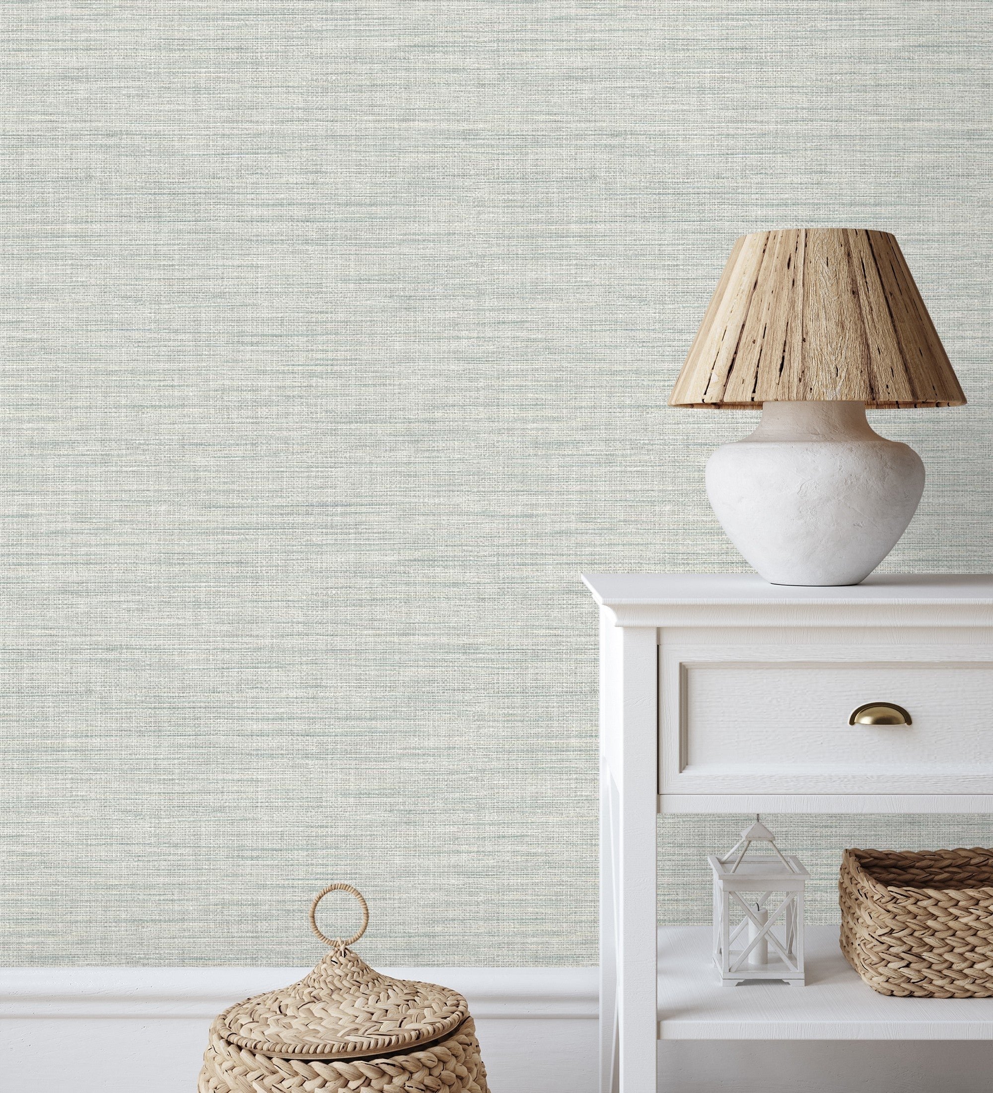 Papel pintado vinílico ecológico efecto fibra vegetal tejida teñida con textura en relieve - soho fabric 682343 de gaulan - rollo de 10 m x 0,52 m
