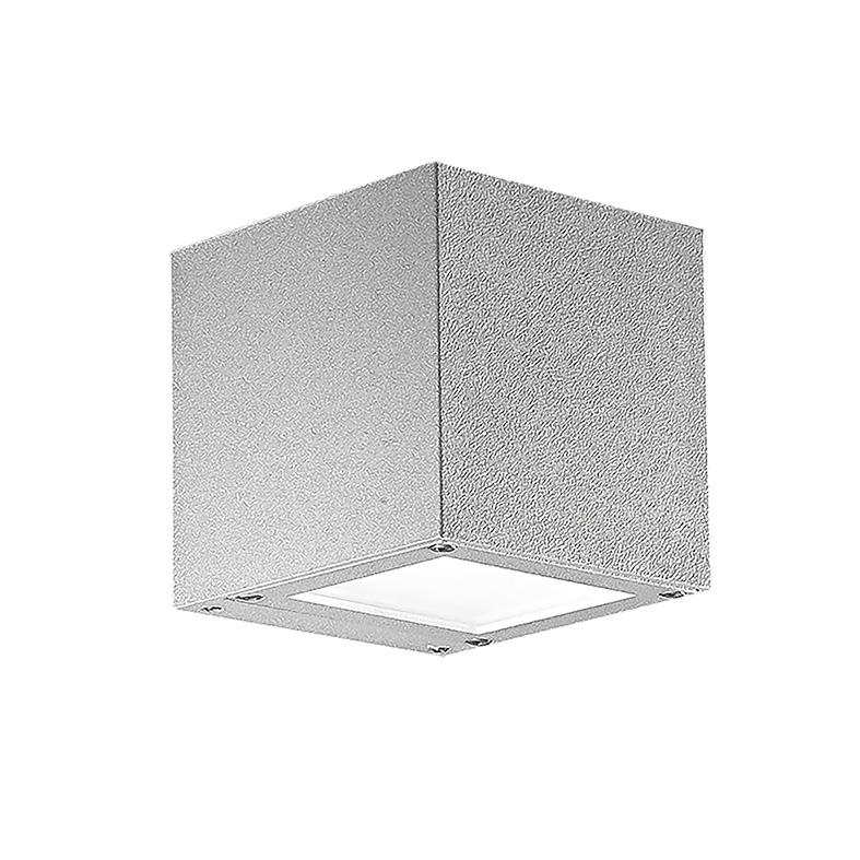 Applique cu LED argintiu 4,5 W cu o singură emisie pătrată IP65 3000K gri - Iluminat de exterior din aluminiu turnat sub presiune