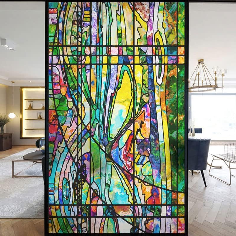 Dekoracyjna, matowa, statyczna folia okienna do okien kościelnych w Europie – blokuje promienie UV – dyskretne kolory (G, 70 x 120 cm (szer. x wys.))