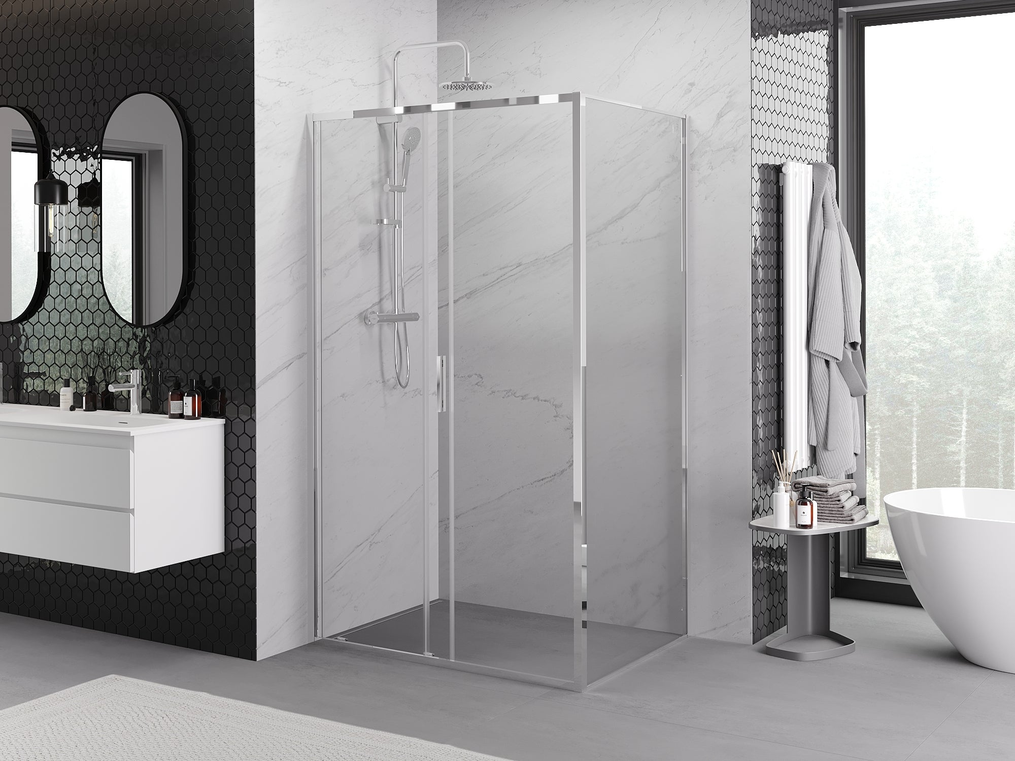 Mexen Exo kabina prysznicowa rozsuwana 100 x 95 cm, transparent, chrom - 8151-100-095-01-00 - 3