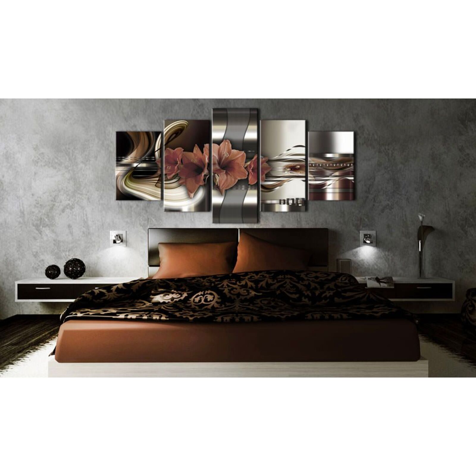 Tableau abstraction et amarylis - 100 x 50 cm - 2