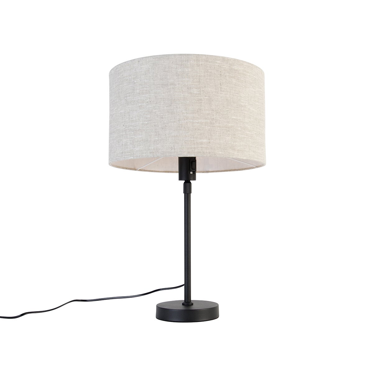Lampa stołowa czarna regulowana z&amp;nbsp;kloszem w&amp;nbsp;jasnoszarym kolorze 35 cm - Parte