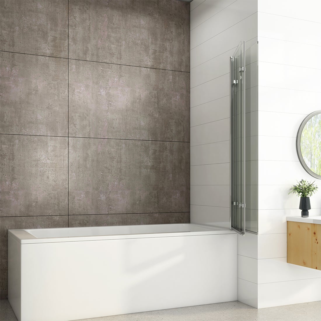 Heilmetz Pare baignoire Pivotant 3 Pièces de Verre pliable écran de baignoire 130x140cm(L*H) Transparent verre de sécurité ESG 6mm - 9