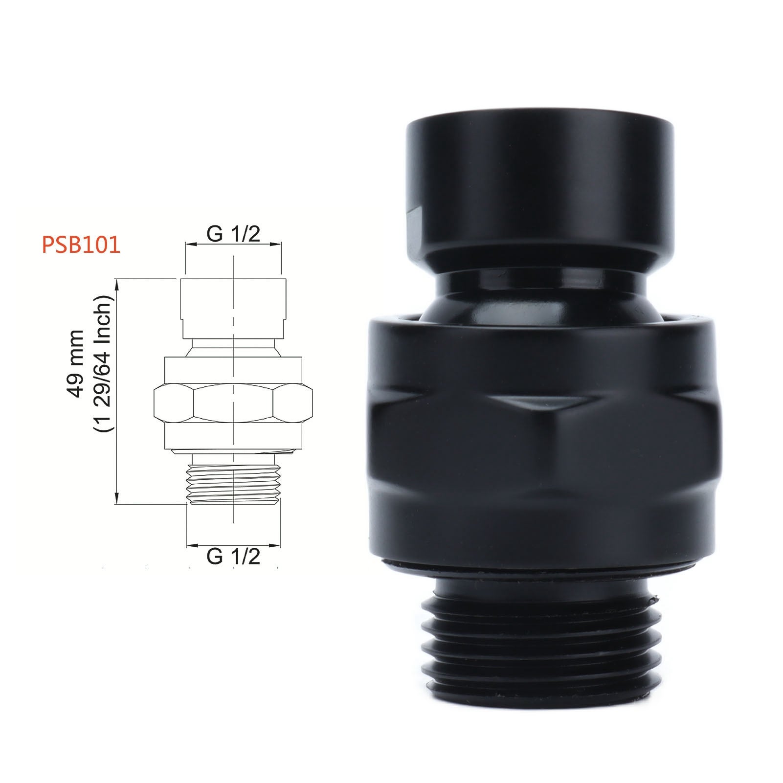 Adaptateur de douche supérieur G1/2, support de pommeau de douche réglable en cuivre, accessoire de salle de bain noir - 5