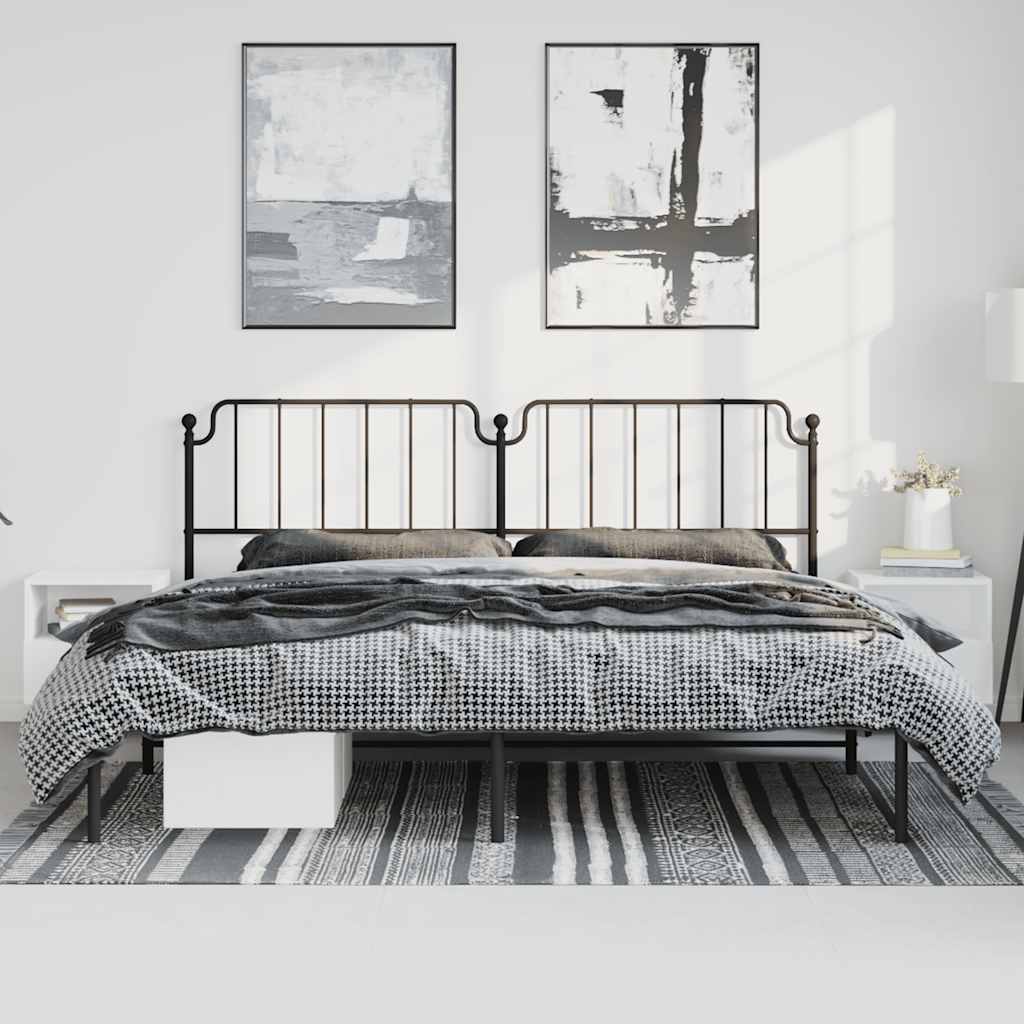 Estructura cama sin colchón con cabecero metal negro 183x213 cm vidaXL - 4