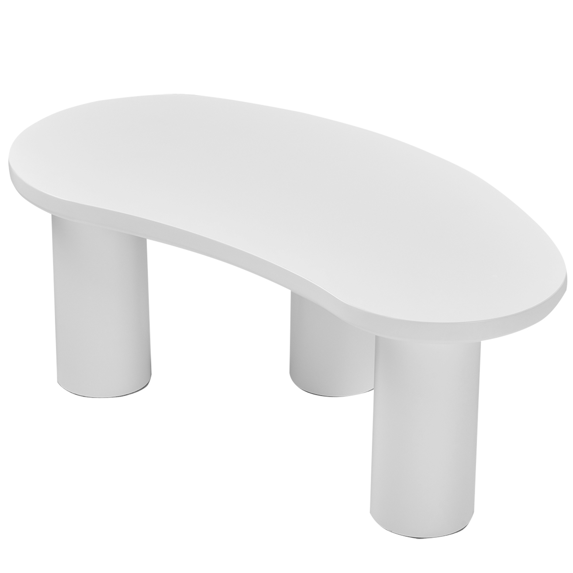 Table basse en MDF et PVC - plateau incurvé irrégulier et élégant - Blanc - 8