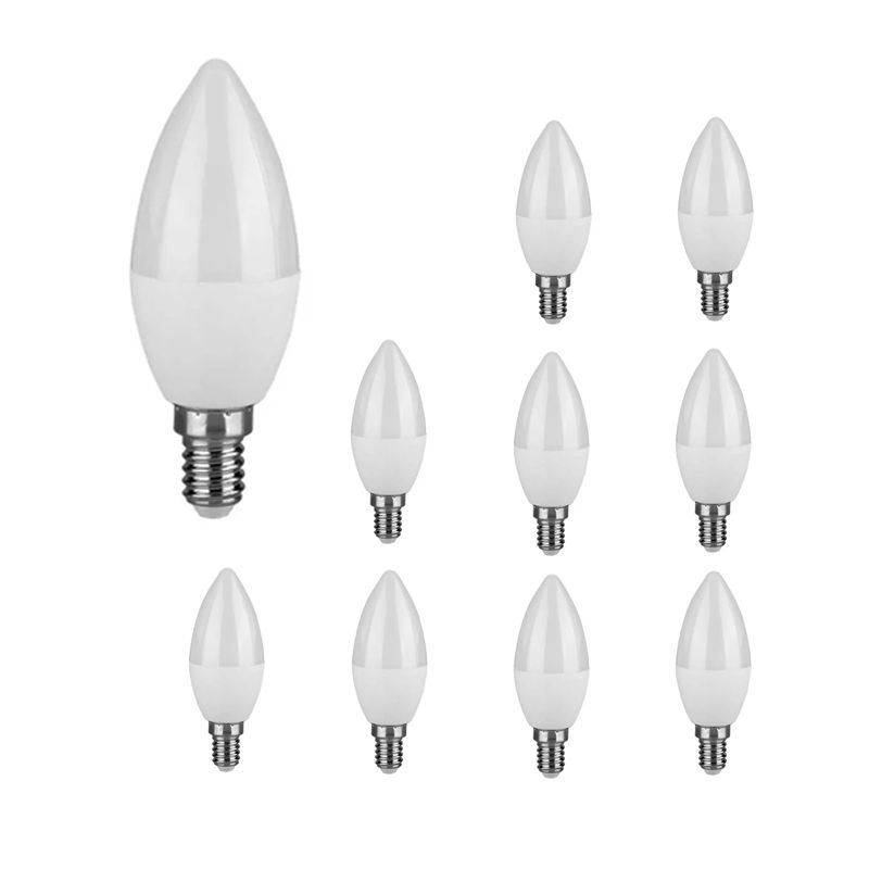 Lot de 10 Ampoules LED E14 C37 3,7W V-TAC VT-1818 FS - 180 deg - Blanc ...