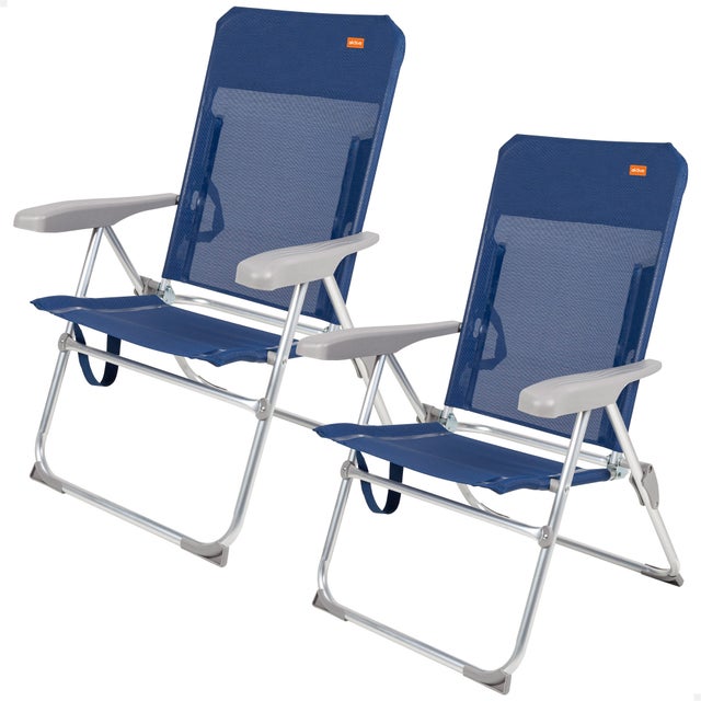Aktive Pack 2 Sillas de playa 47X60X94 cm multiposición plegado slim azul