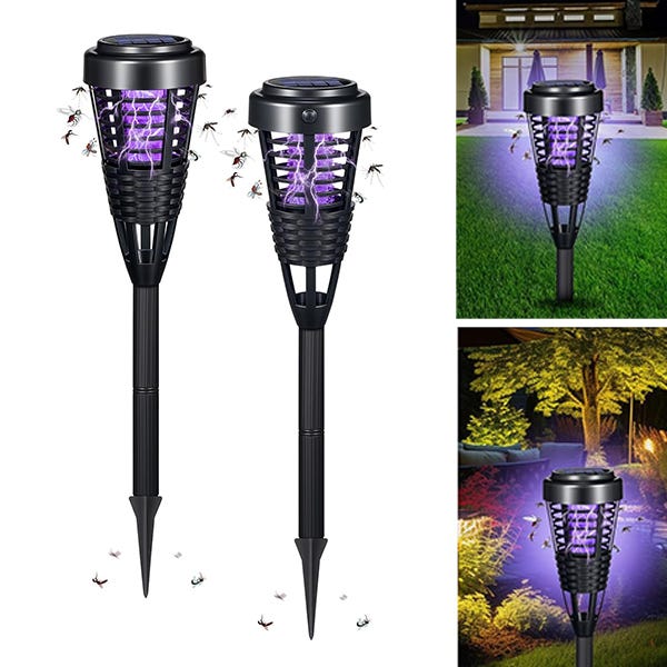 Lot De 2 Lampes Solaires De Jardin ALLOMN - Motif Féerique - Blanc Chaud - IP65
