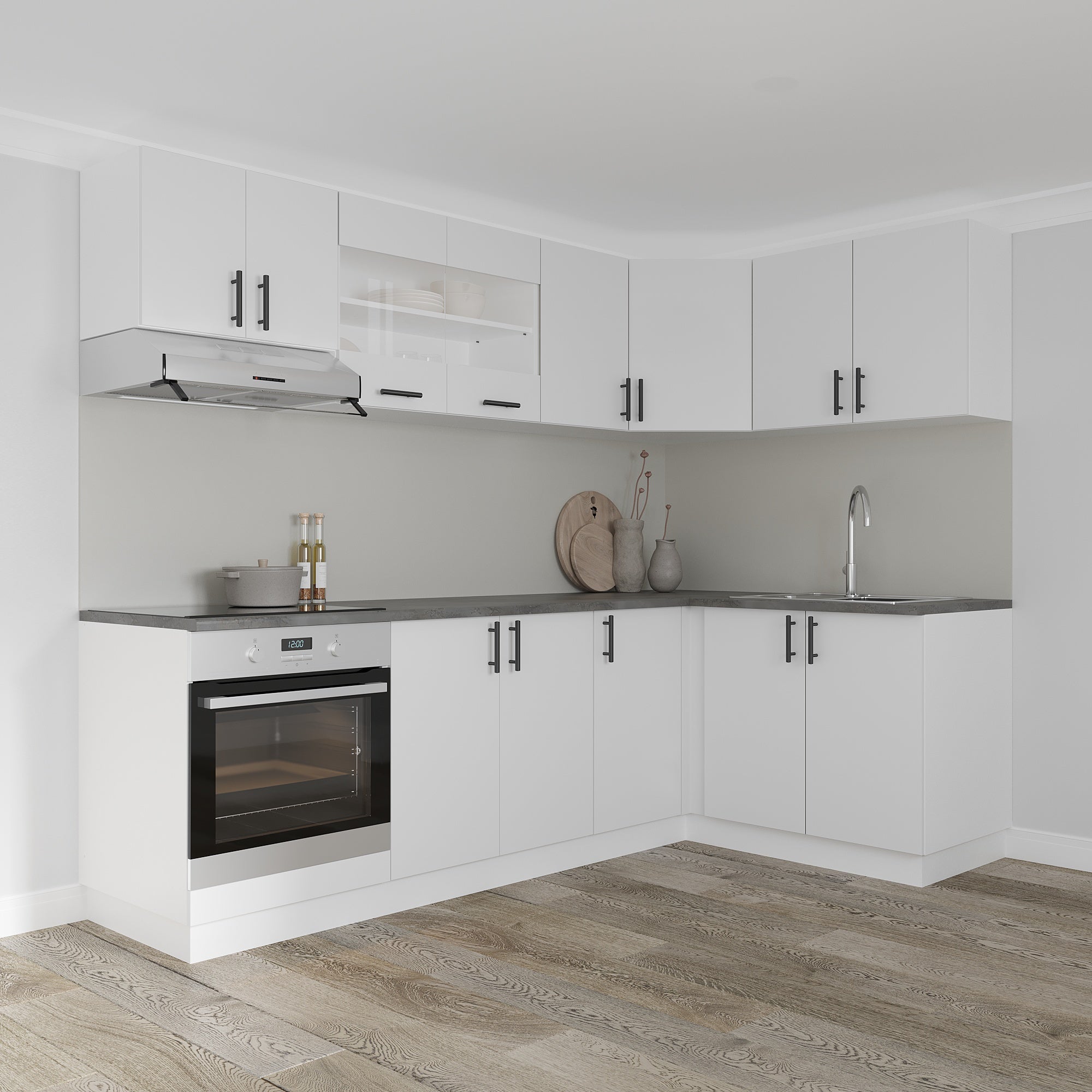 Meuble bas d'angle haaus Karo, Blanc, 98 x 50 x 80 cm - 4