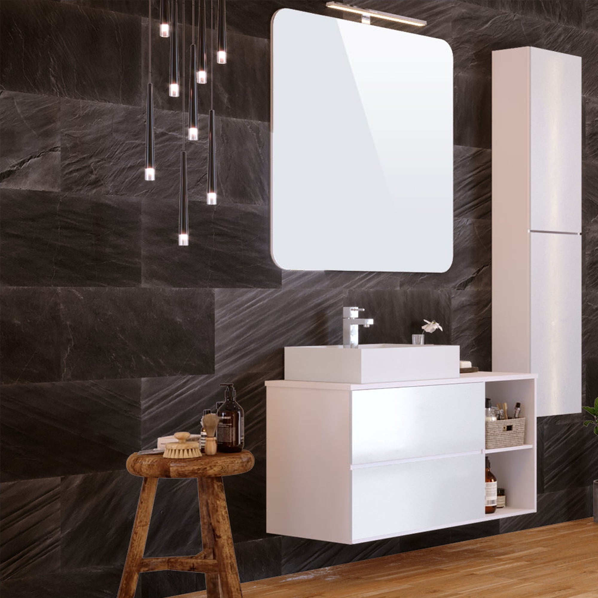 Wellhome revestimiento de paredes aquaen pvc espumado , caja 9 lamas de 1,62m2 y paneles de 600x300x4 mm, en pizarra bierzo