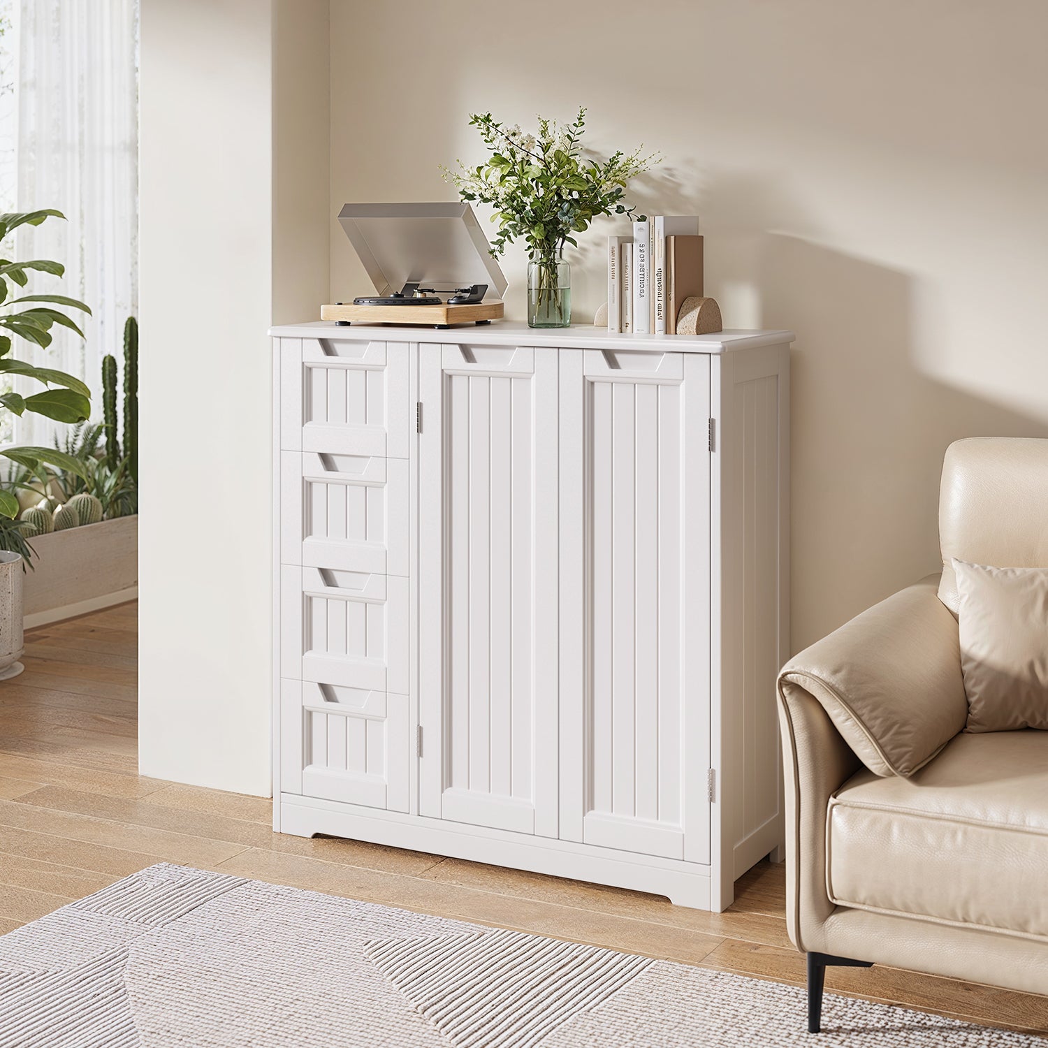 Mobiletto da bagno da 80 cm con 2 ante, 4 cassetti e ripiani regolabili, 81x30x83 cm, Bealife - 7