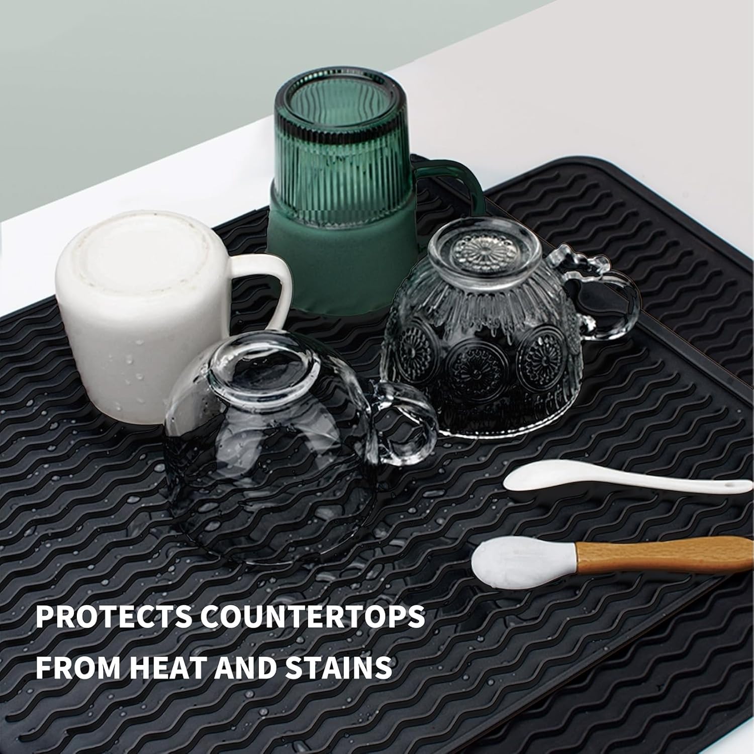 Tapis Evier Silicone Cuisine Tapis De Protection Pour évier De Cuisine, Tapis De Drainage En Silicone, 42 X 31 Cm, Résistant à La Chaleur Jusqu'à 260 °C, Antidérapant, Passe Au Lave- Vaisselle