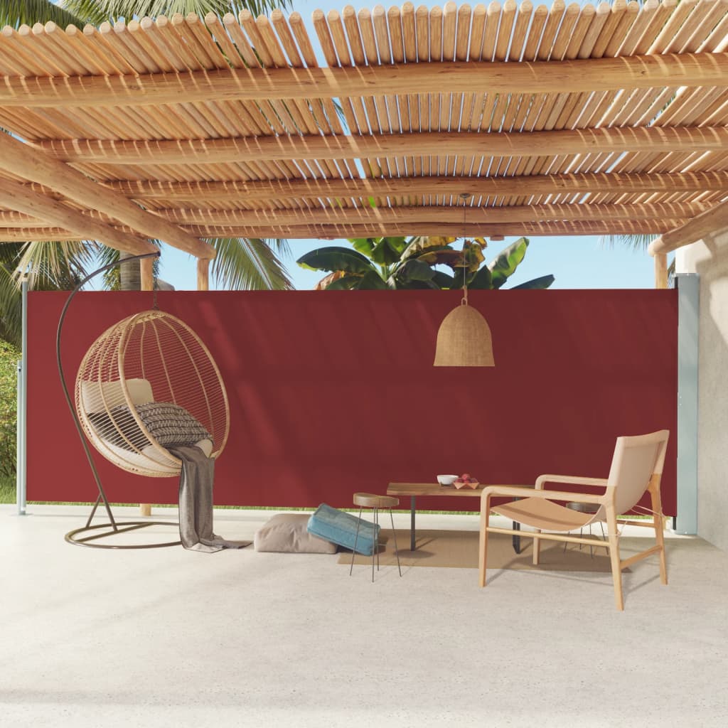Toldo lateral | toldo parasol retráctil de jardín rojo 180x600 cm cfw24263