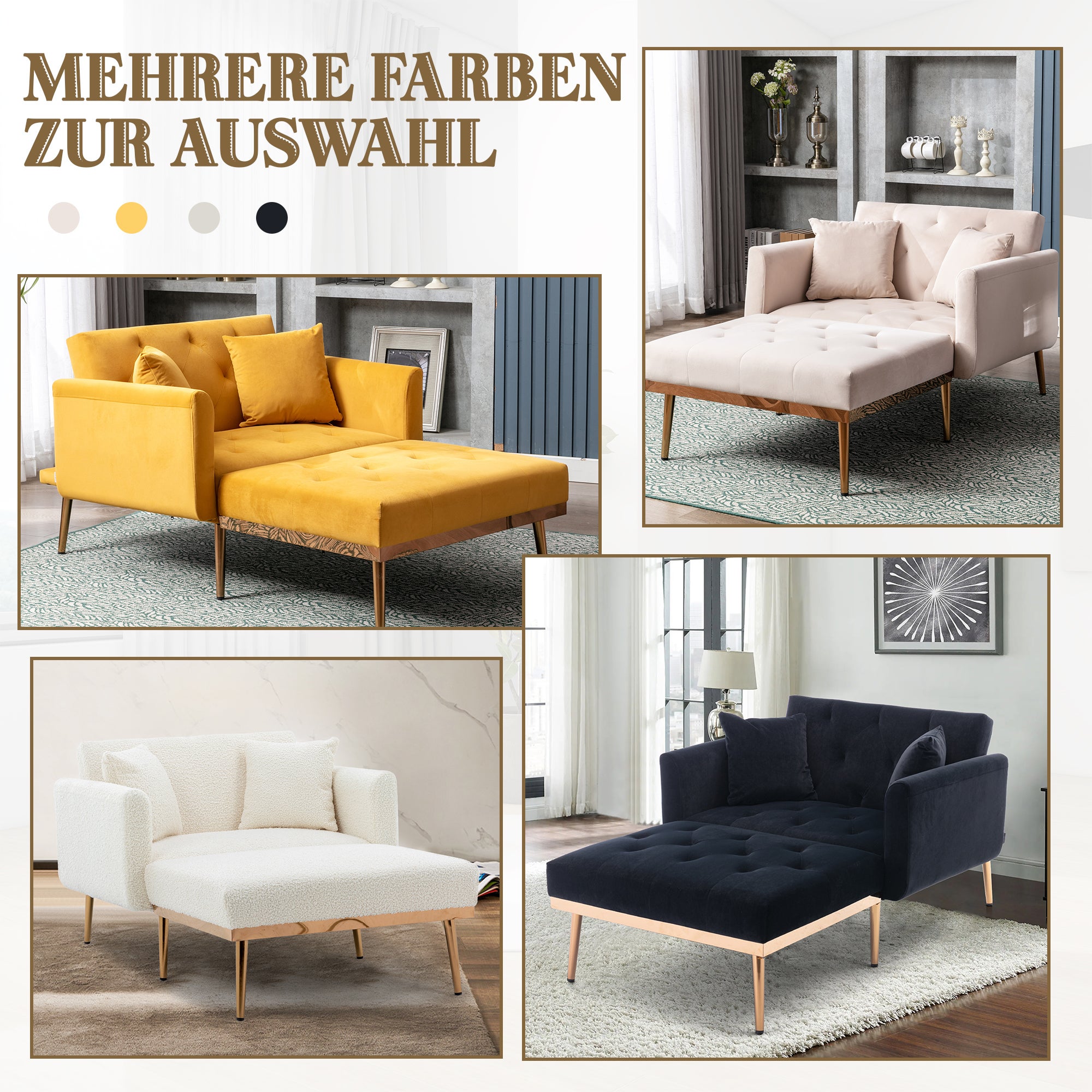 Fauteuil moderne (réactionnaire) : dossier réglable, inclinable, canapé pliant. Salon/chambre/bureau. - 2
