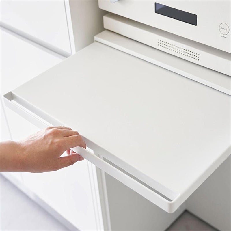 Półka do przechowywania kuchenki mikrofalowej, rozkładana, 36×47×4 cm – biała, wysuwana, do piekarnika