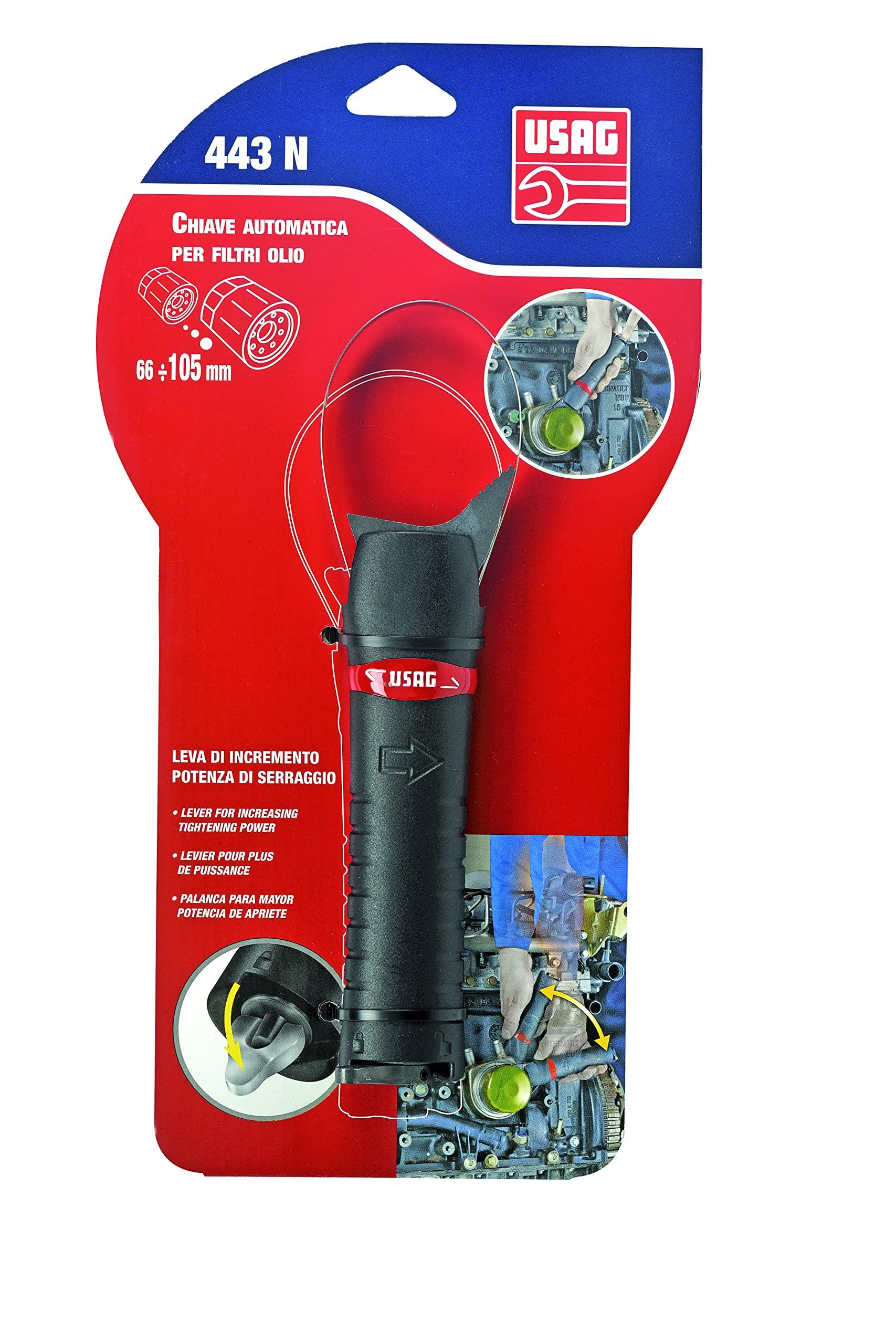 Chiave automatica a ripresa rapida per filtri olio autovetture capacità 66105mm - 2