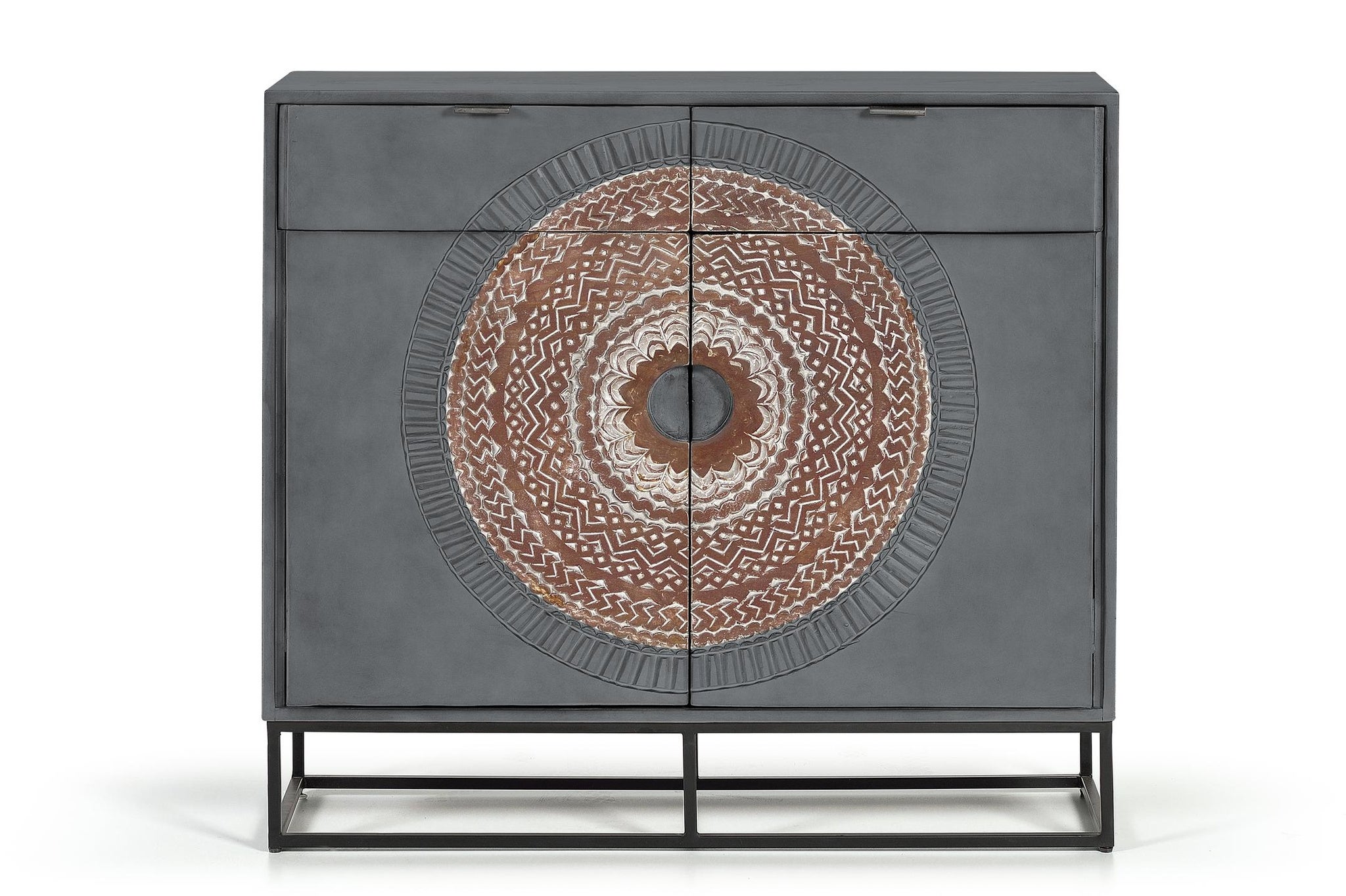 Komoda z drewna mango, 100 cm, w nowoczesnym stylu etniczno-industrialnym, 90x100x32 GYC
