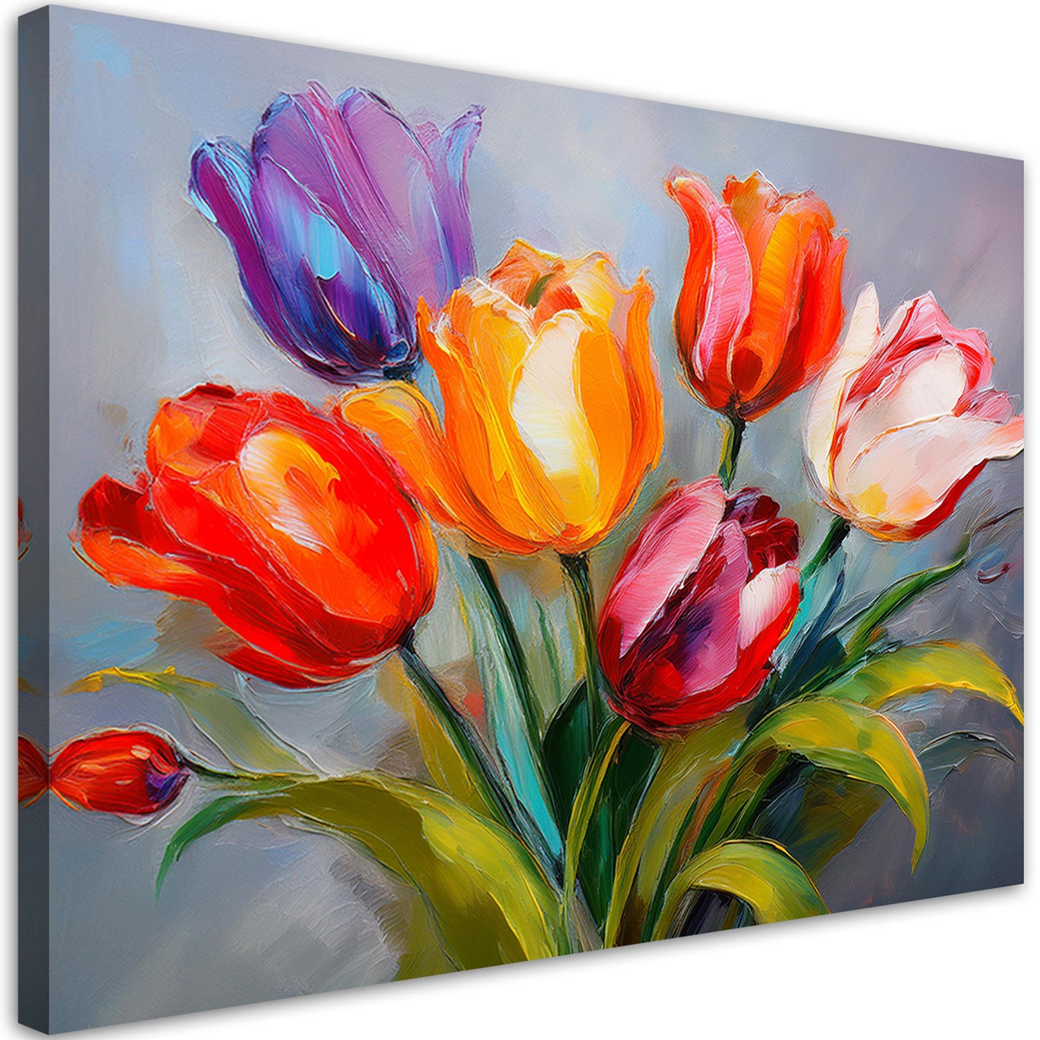 Obraz na płótnie, Kolorowy Bukiet Tulipanów 90x60