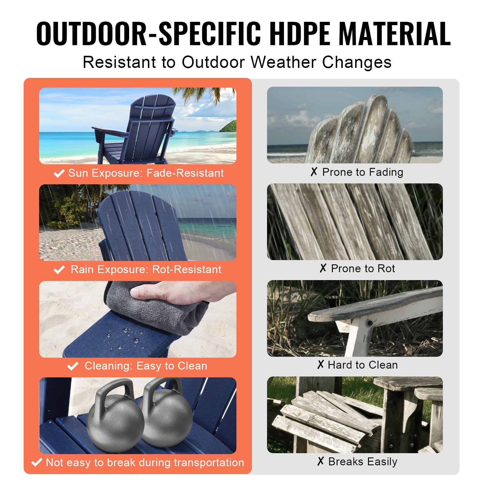 Set di 2 sedie Adirondack,SucceBuy sedie pieghevoli in plastica per tutte le stagioni con portabicchieri,braccioli ergonomici,blu navy - 5