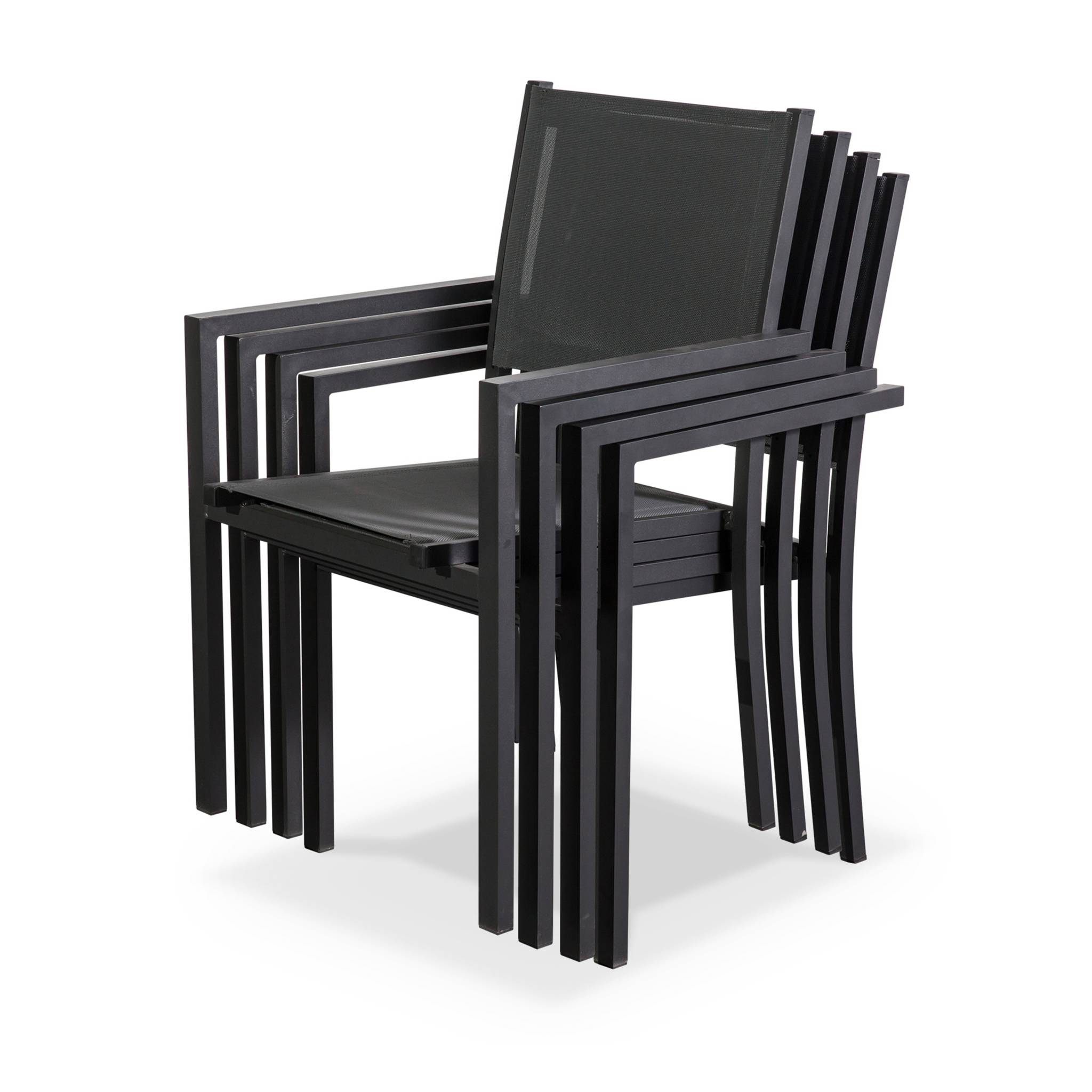 Table de jardin aluminium + 8 assises - Capua 180cm - Anthracite. gris - 8 places - 1 grande table rectangulaire. 8 - 5