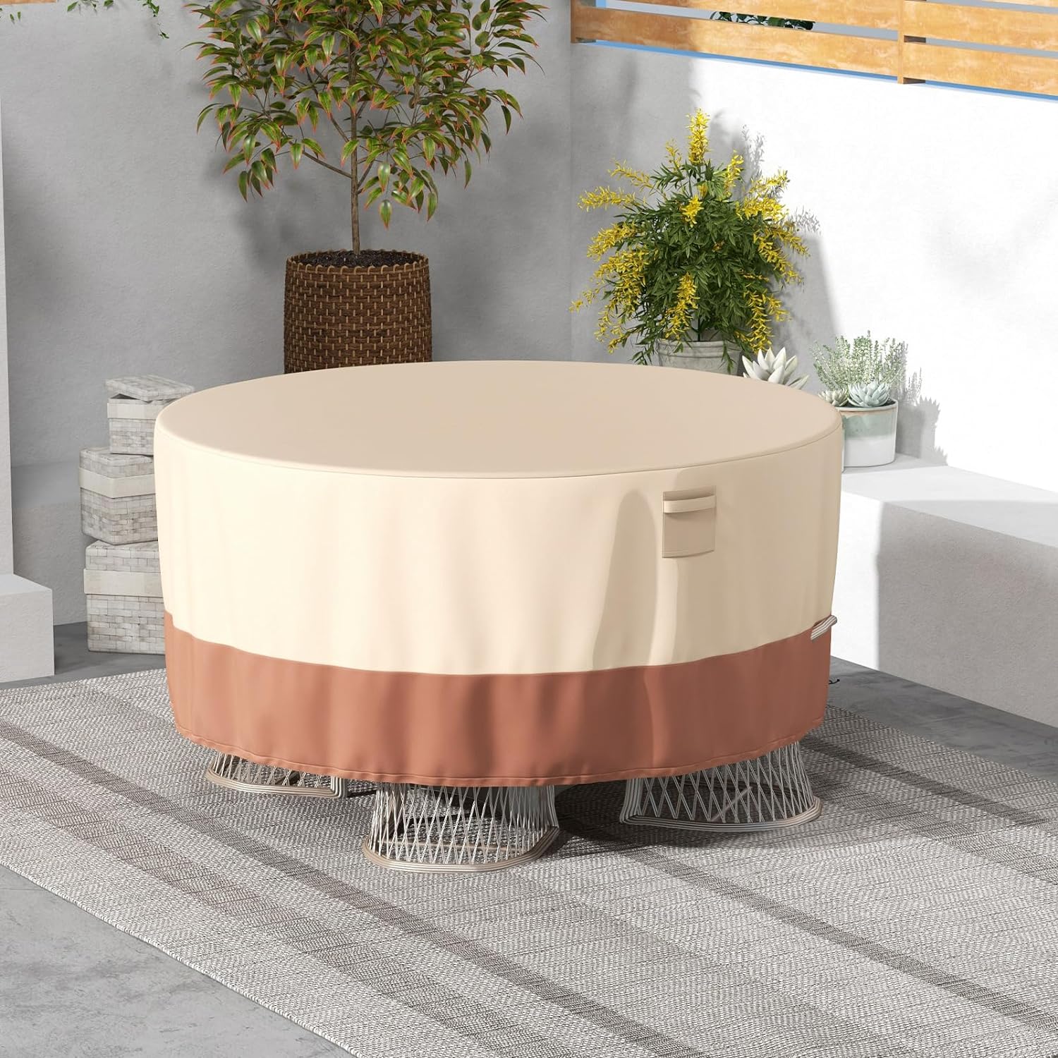 Copertura Impermeabile Per Mobili Da Giardino 420D, 370x75 Cm - Con Coulisse Antivento, Protezione Da Pioggia E Sole