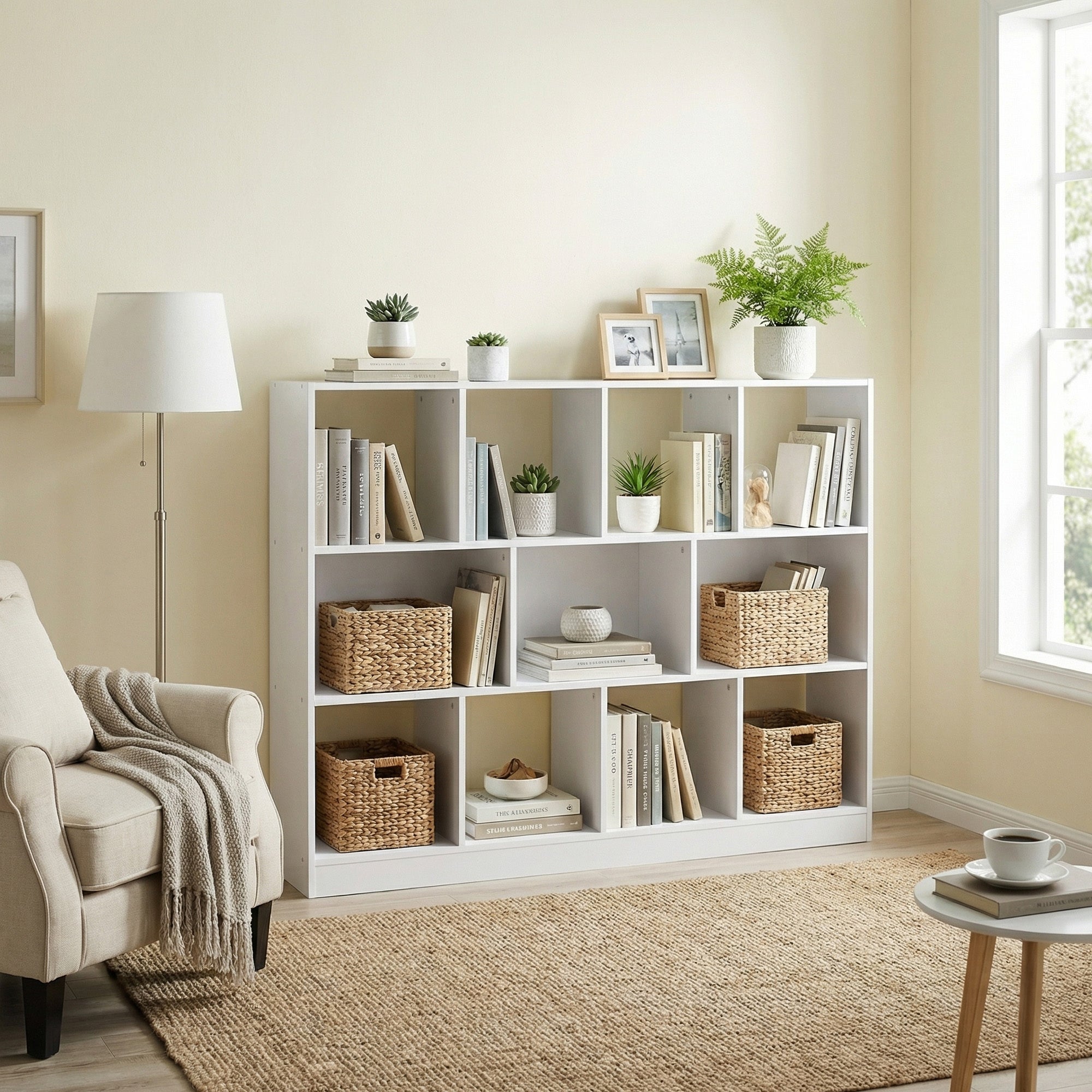 Meuble de Rangement, Étagère, 11 Compartiments Ouverts, 30,1 x 126,1 x 100,1 cm, Blanc - 2