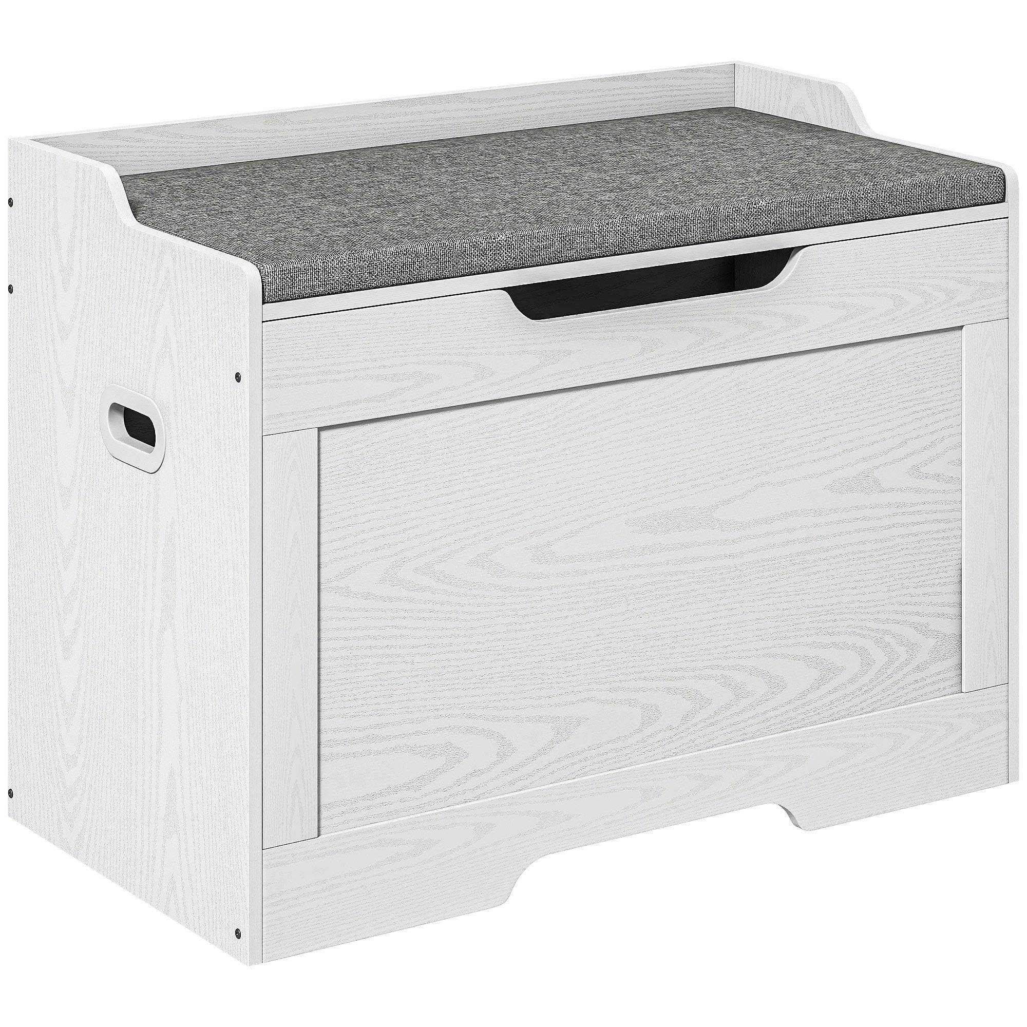 HOMCOM Bancă de depozitare de 103L cu pernă, 75x40x56cm, albă | Aosom Romania