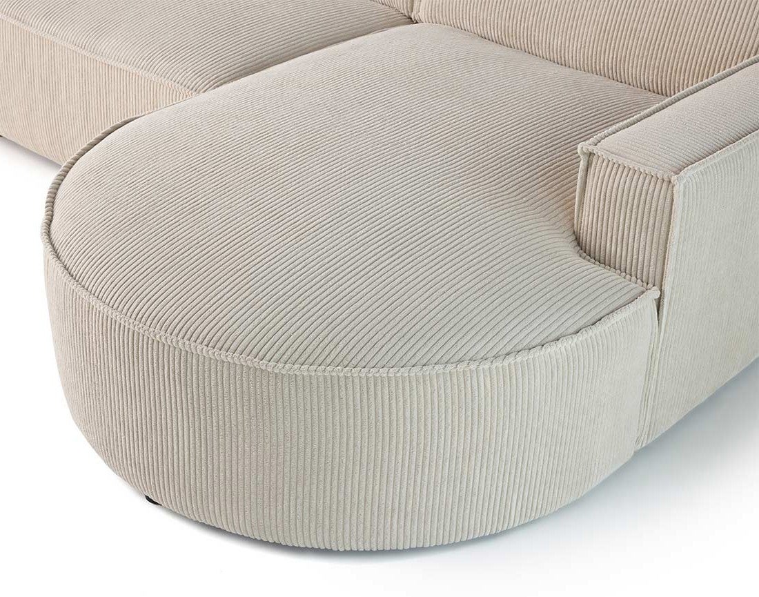 canapé d'angle droit - 5 places - en velours côtelé - 7