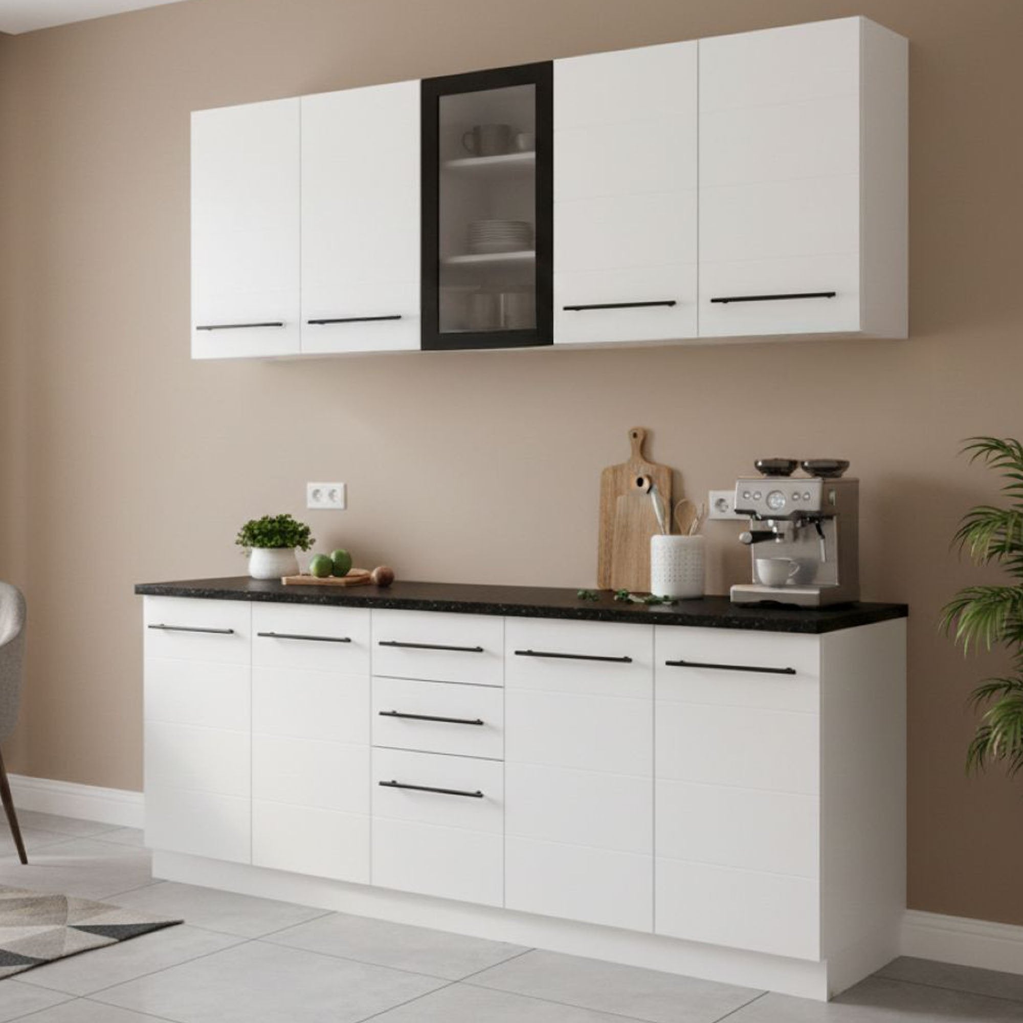 Cocina, 2 cajones 9 estantes, 10 puertas, blanco - monale