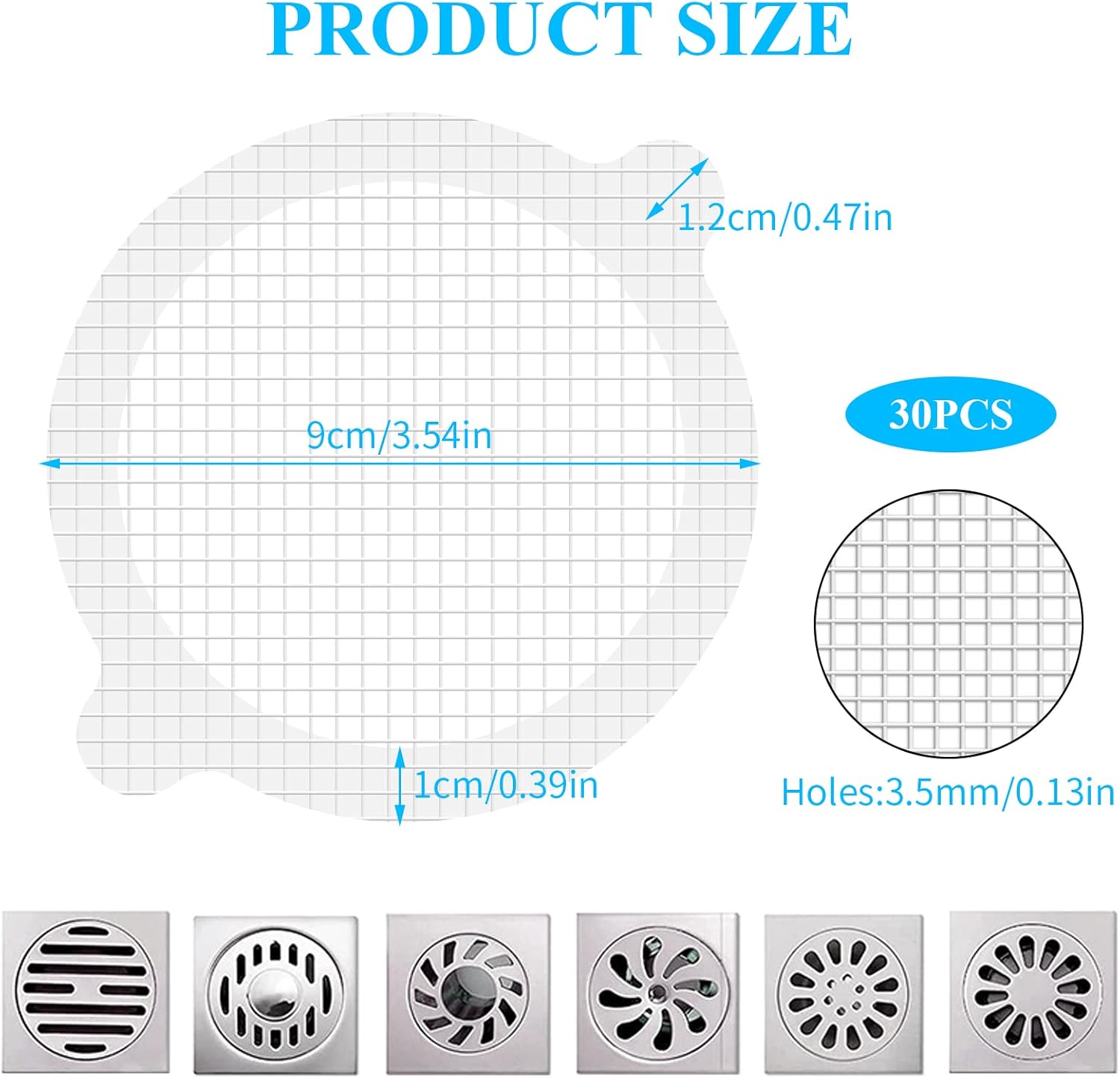 Blanc Et Bleu) 2 Pièces Piège à Cheveux De Douche, Filtre à Cheveux De