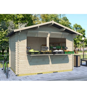 Kiosque - stand de marché en bois de 8,6m² (3m48 x 2m48)