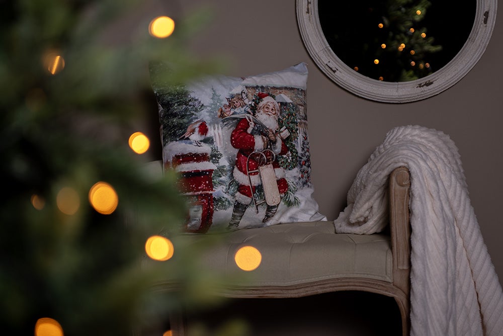 Clayre & Eef Housse de coussin 45x45 cm Blanc Père Noël - 2