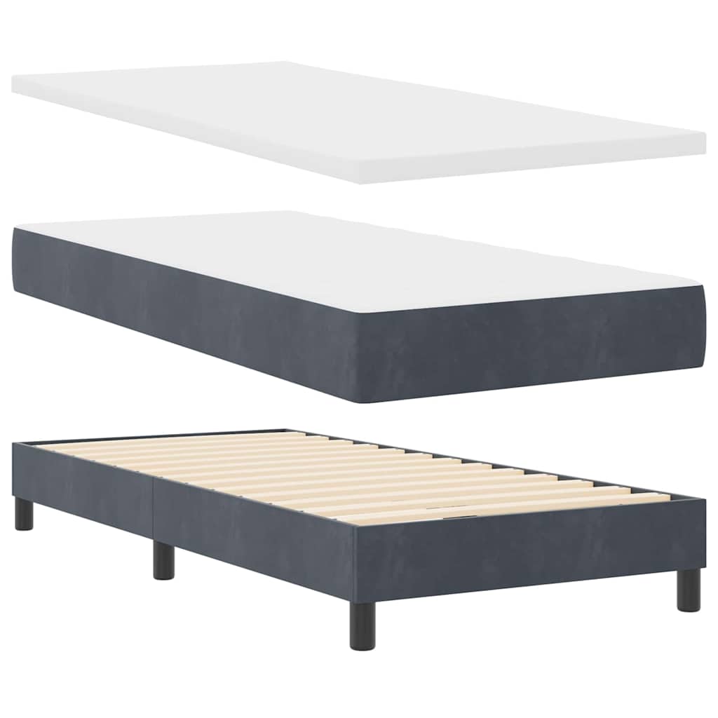 Cadre de lit avec matelas Gris foncé 90 x 200 cm Velours - 6