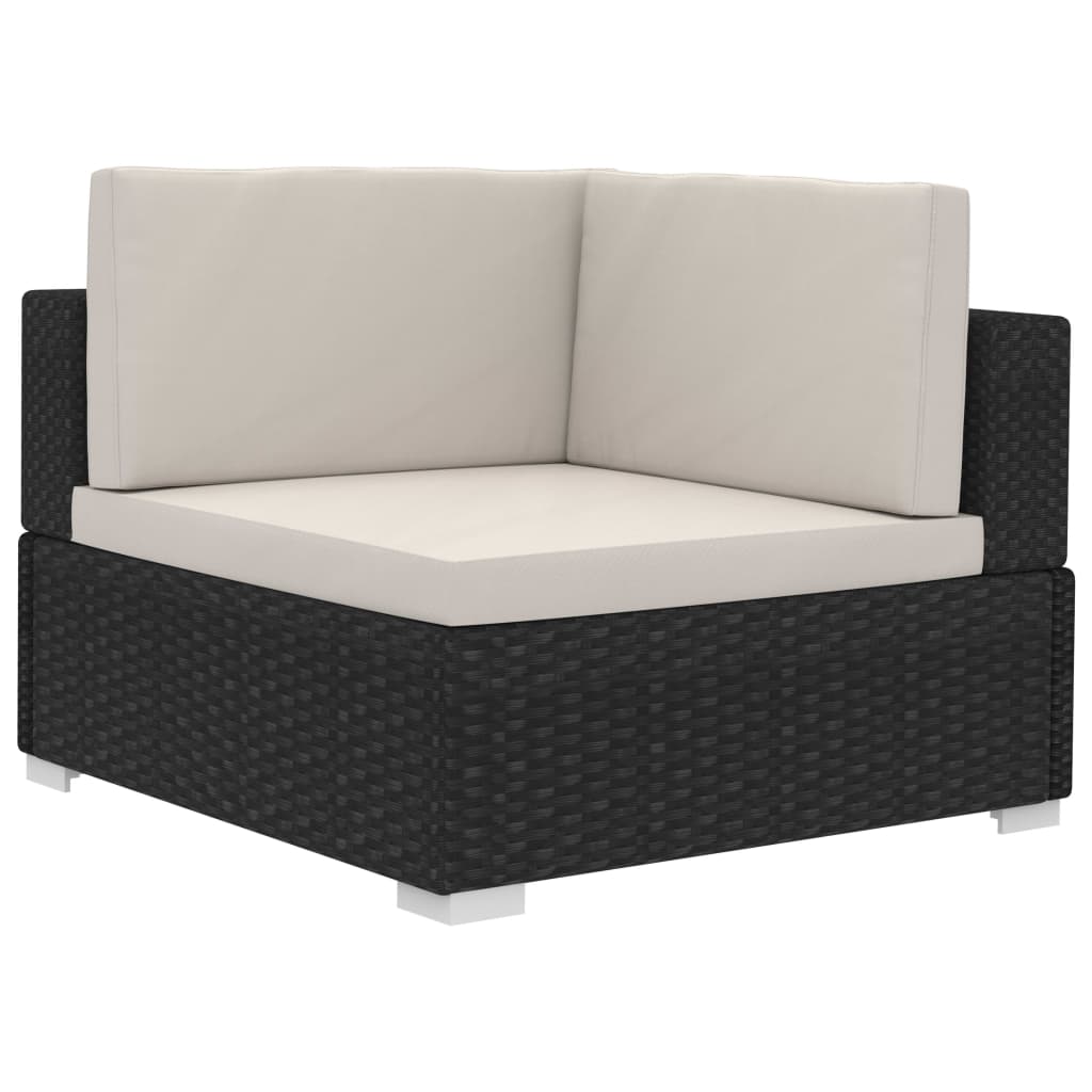 Maison Exclusive - Set Divani da Giardino 3 pz con Cuscini in Polyrattan Nero - 4
