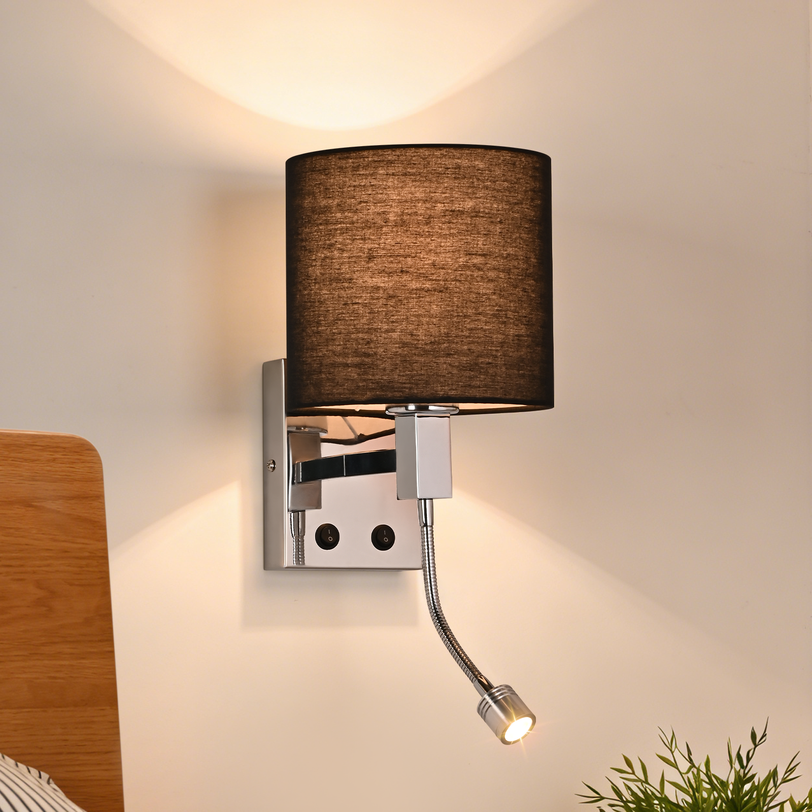 NETTLIFE Lampă murală LED 360° orientabilă E27 cu comutator pentru cameră