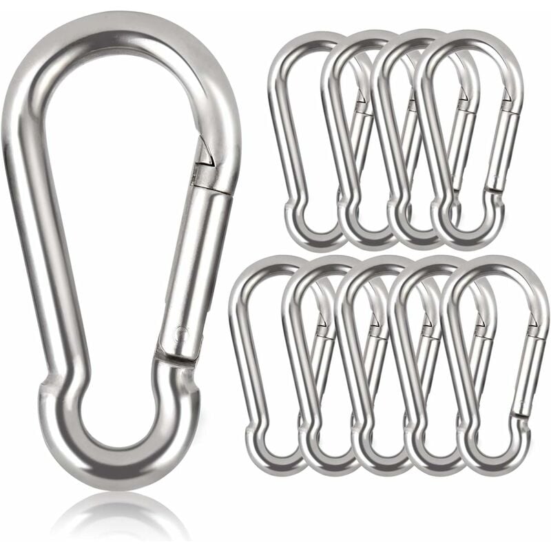 Zestaw 10 karabińczyków na klucze, 80 mm x φ8 mm, maksymalne obciążenie: 250 kg