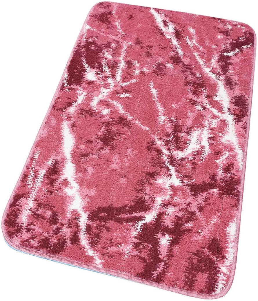 Alfombra de baño 60x120 cm pie de cama moderna suave antideslizante absorbente effette marbre rosa