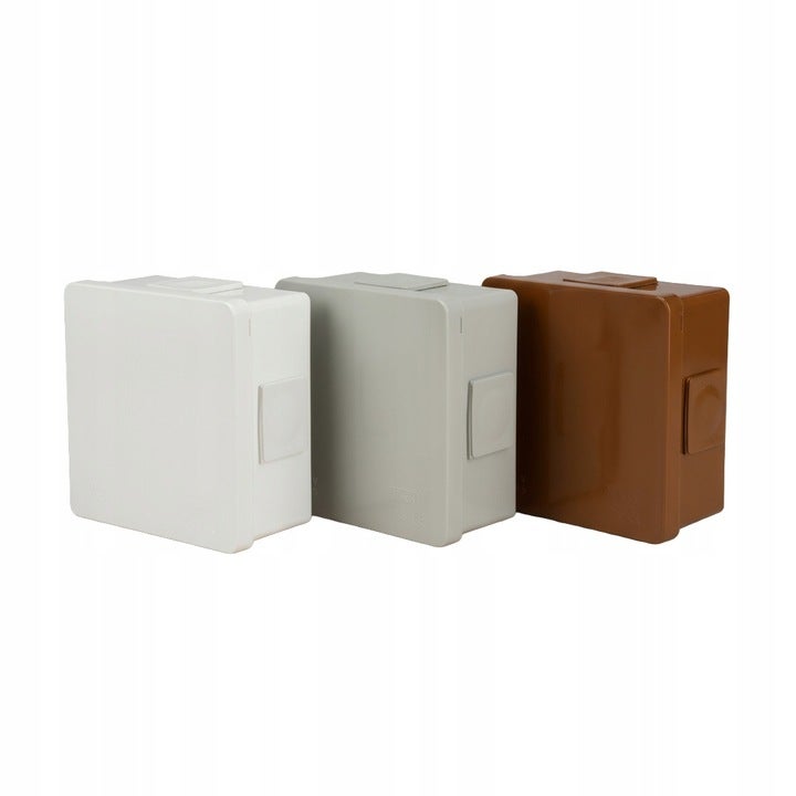 Puszka natynkowa hermetyczna 86x86x40mm 4-wlotowa, z dławikami gumowymi, IP55 zamknięcie 