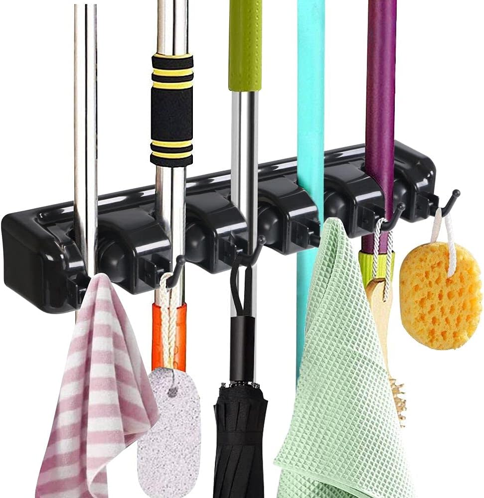 Support rangement 5 emplacements +6 crochets, cuisine/garage/buanderie ...