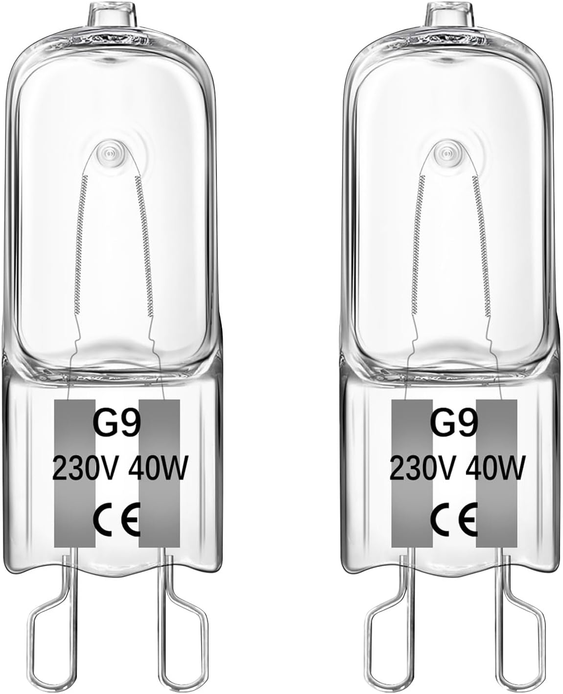 Żarówka halogenowa G9, 40W, ciepła żółć 3000K, 560 lm, 230V, odpowiednia do oświetlenia piekarników, lamp stołowych, 2 sztuki