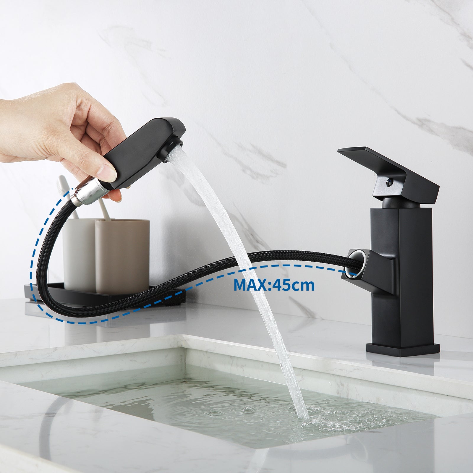 2pcs Miscelatore lavabo con doccetta estraibile rubinetto SallE Bagno con 2 Funzioni Rubinetteria Miscelatore Acqua Calda Fredda per WC, Nero | Leroy Merlin