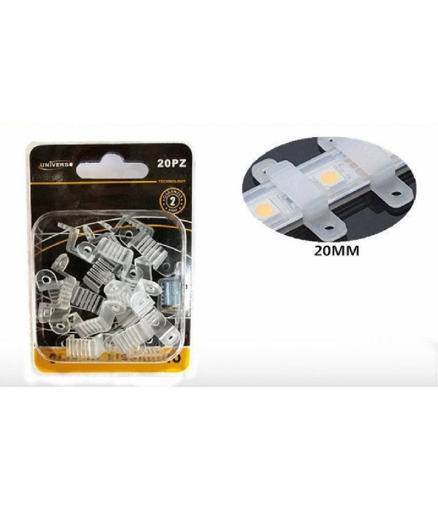 Trade Shop - Clip Di Fissaggio Da 20 Mm In Silicone Strisce A Led Confezione Da 20 Pz U-20mm - - 2