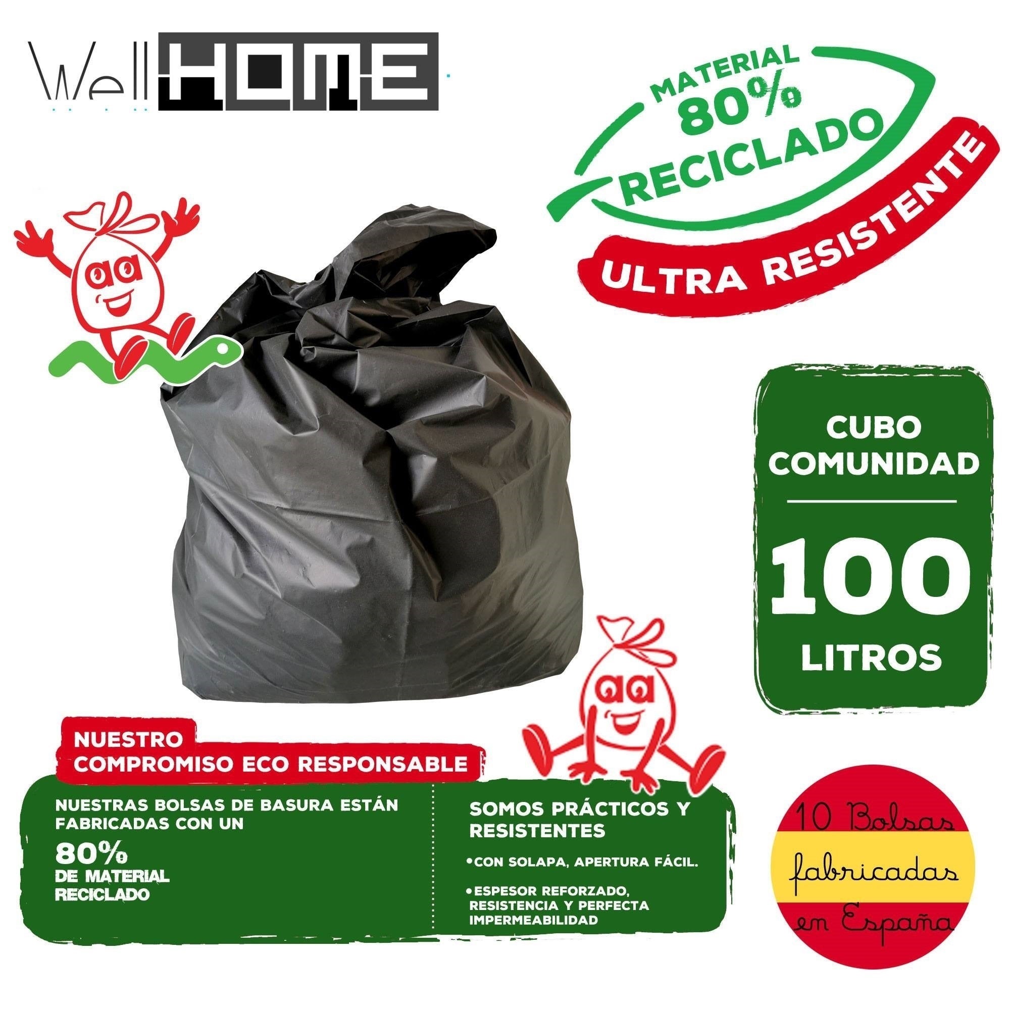 Contenitore WELLHOME 85L con apertura 42x57x76cm con 10 sacchi spazzatura da 100L - 3