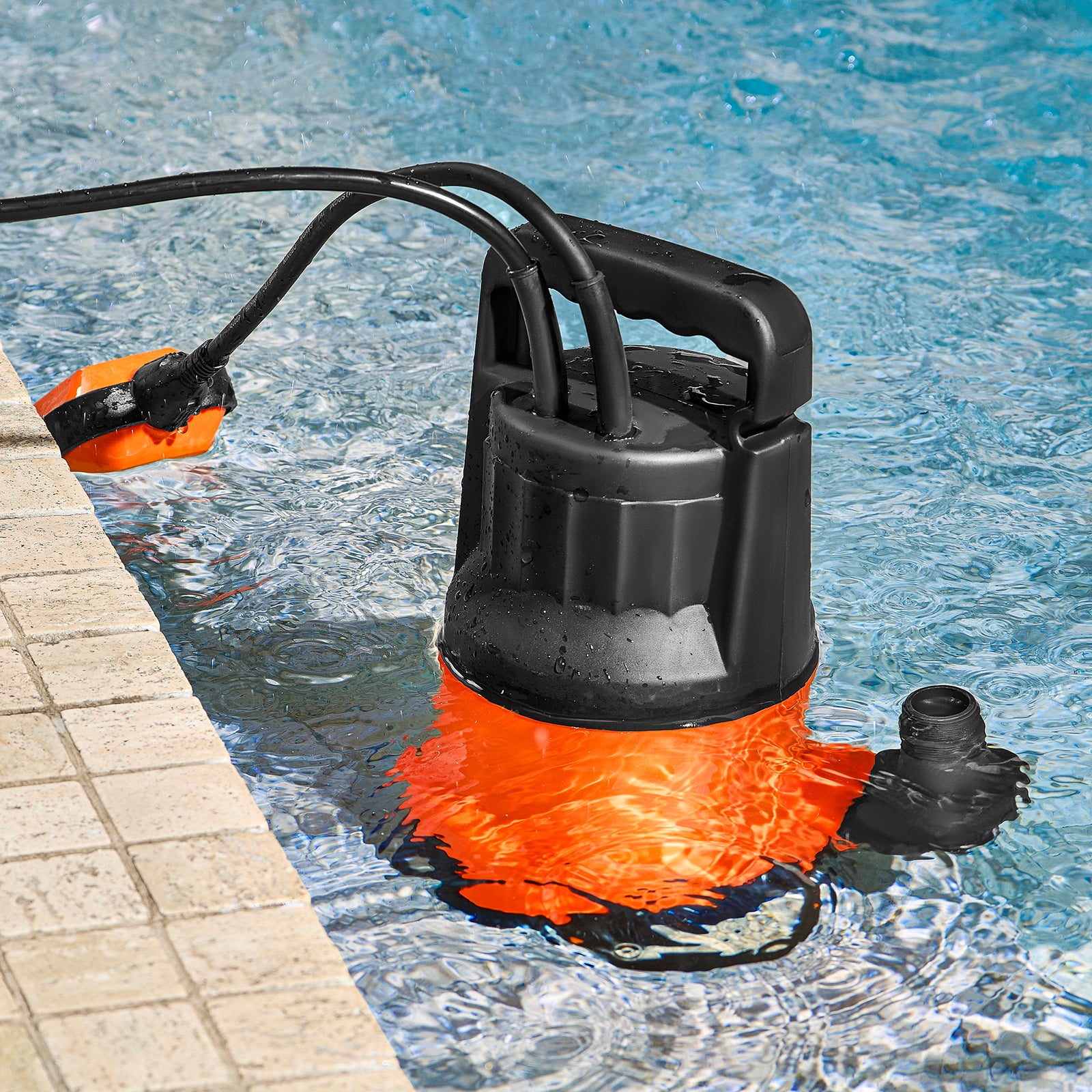 Pompe à eau submersible utilitaire,VEVOR 400 W,pompe de puisard,9500 L/H,hauteur de refoulement max. 7,9 m,câble d'alimentation de 3 m - 8