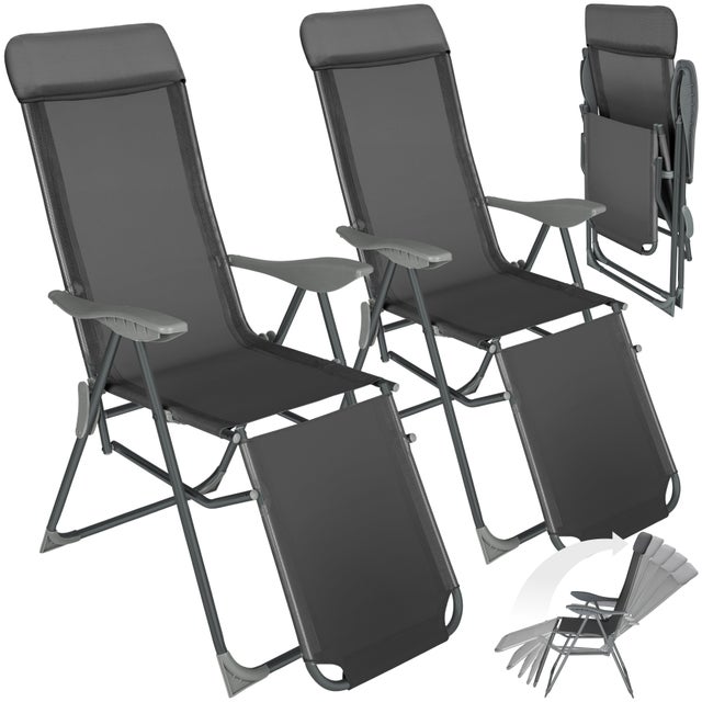 TECTAKE Juego de 2 sillas de jardín de aluminio plegable
